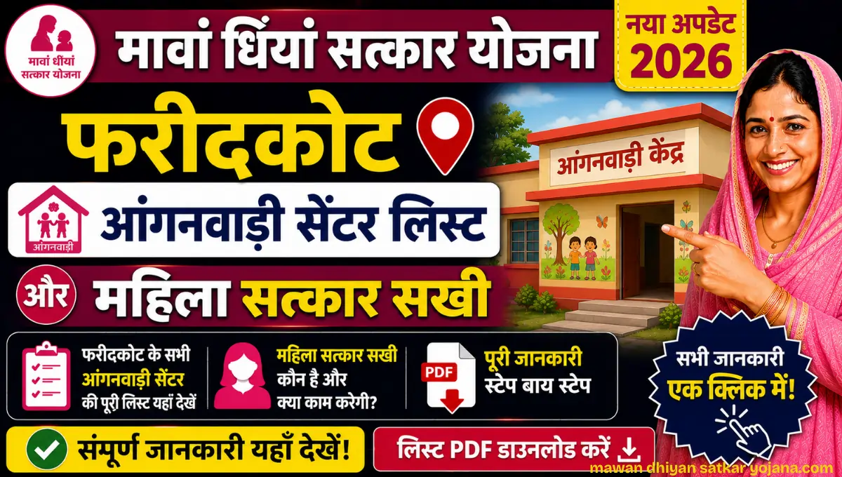 Mawan Dhiyan Satkar Yojana Faridkot Anganwadi Centre और Mahila Satkar Sakhi 2026