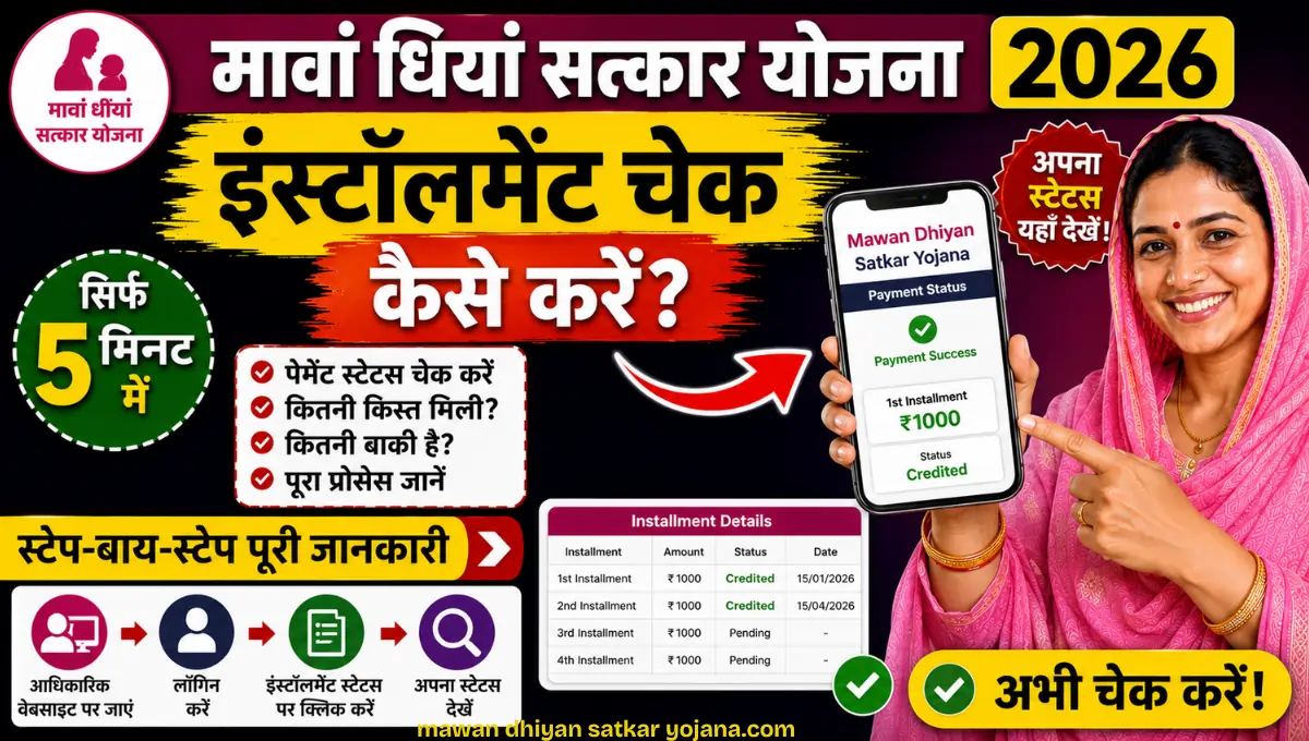 Mawan Dhiyan Satkar Yojana Installment Check कैसे करें, 2026